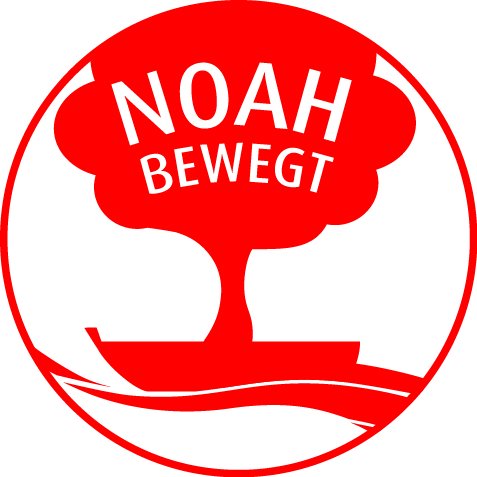 Logo NOAH bewegt in Rot mit Baum-Symbol